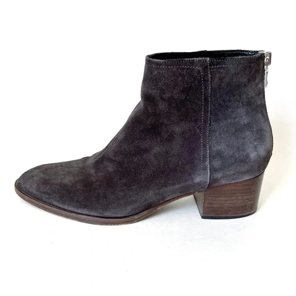 rag & bone WESLEY Suede Leather Gray Brown Ankle Boots Booties Stacked H… - Picture 4 of 14